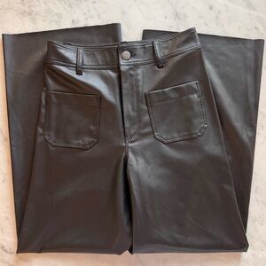 Brand New Zara High Waisted Faux Leather Straight Pants Size 28